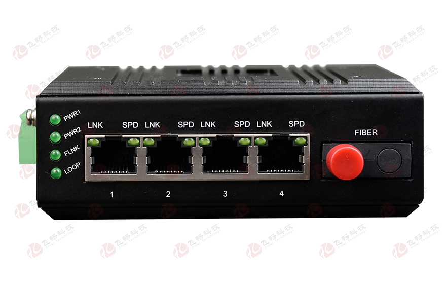 91视频免费看科技-mini工業軌式 4路百兆(物理隔離，總帶寬100M)轉1路百兆光